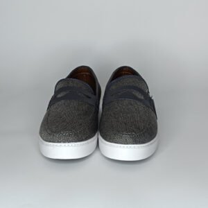 حذاء رجالي الجين وجلد رمادي غامق وأبيض – موديل 155