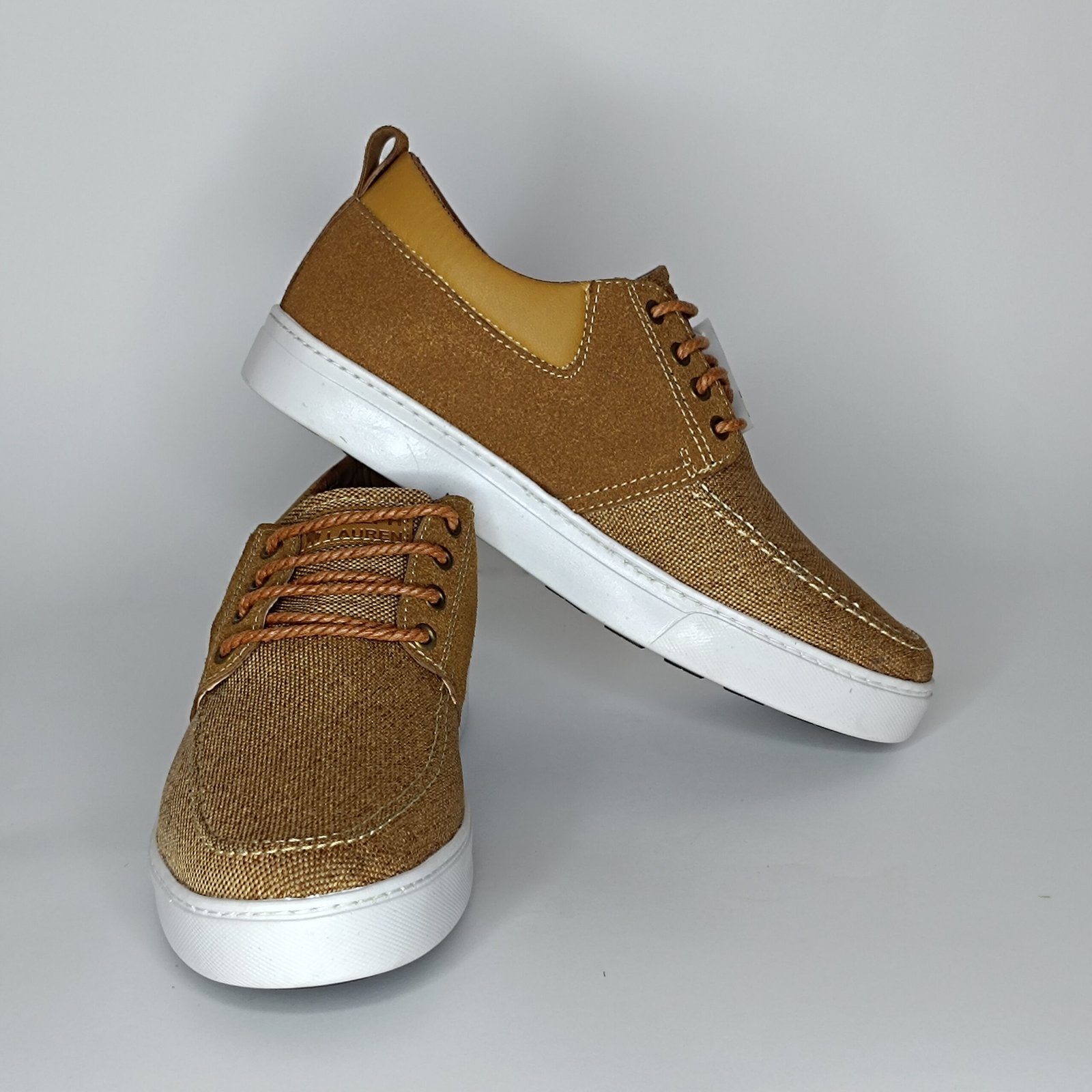 حذاء رجالي الجين برتقالي فاتح وغامق وأصفر غامق وأبيض – موديل 068 - Image 4