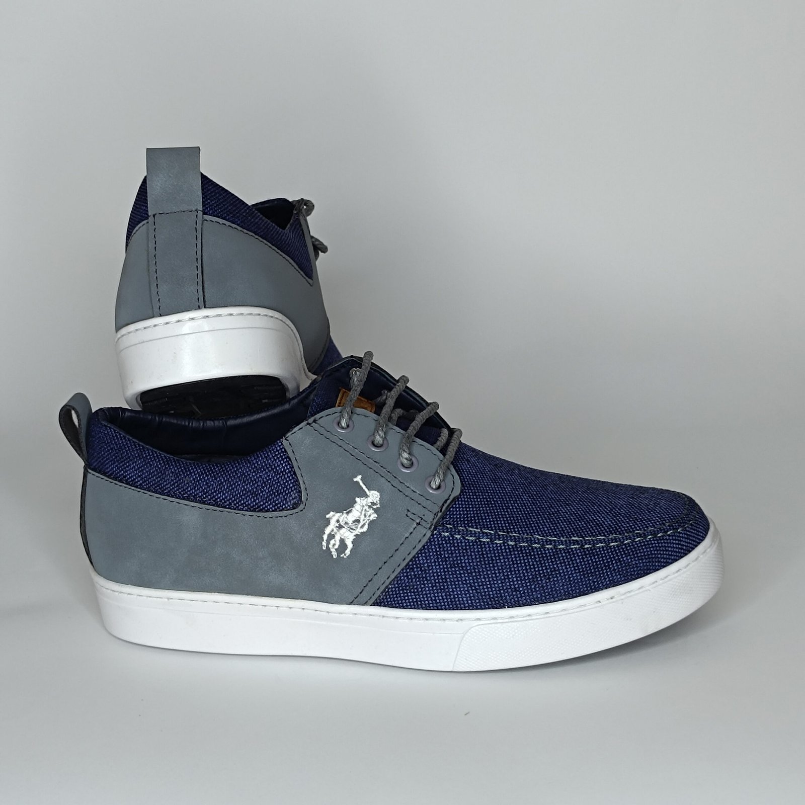 حذاء رجالي الجين أزرق ورمادي غامق وأبيض – موديل 063 - Image 5