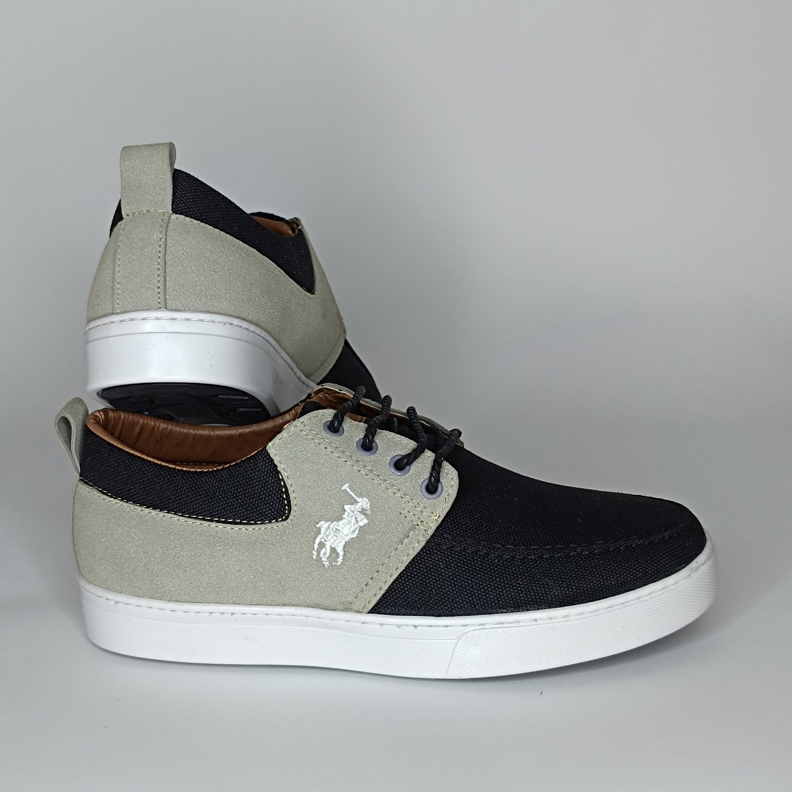 حذاء رجالي الجين أسود وباج وأبيض – موديل 064 - Image 5