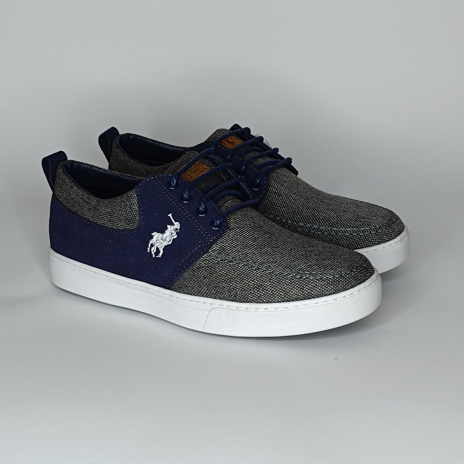 حذاء رجالي الجين رمادي وأزرق غامق وأبيض – موديل 066 - Image 2