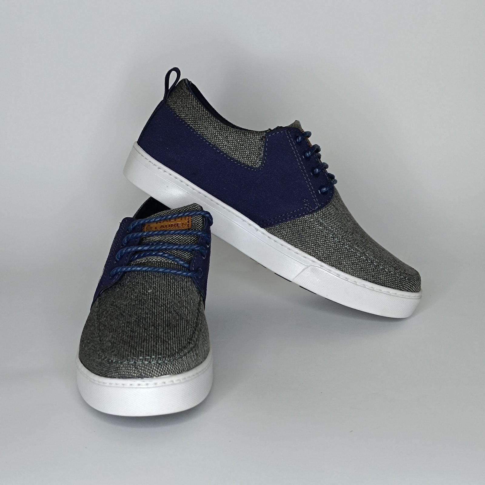 حذاء رجالي الجين رمادي وأزرق غامق وأبيض – موديل 066 - Image 4