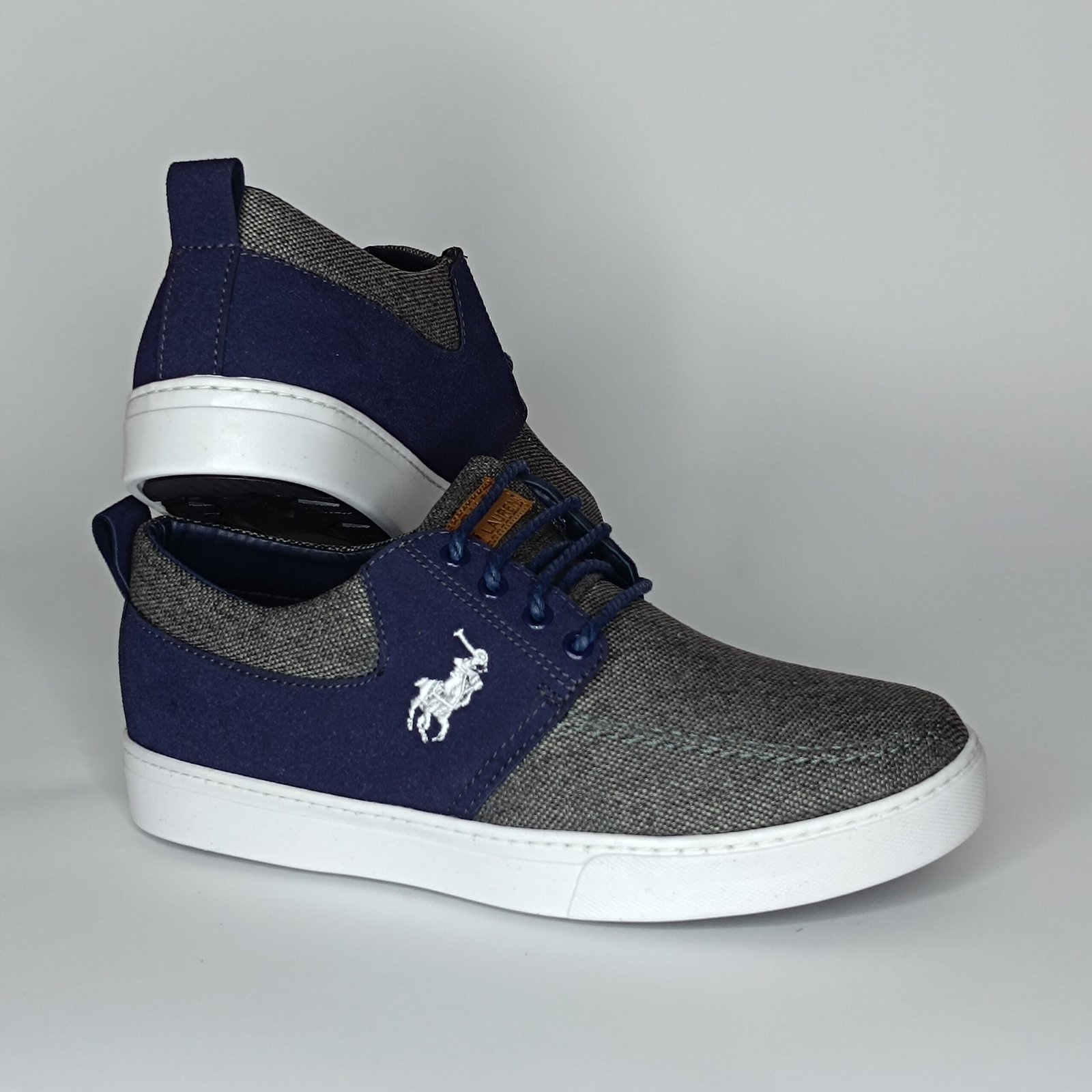 حذاء رجالي الجين رمادي وأزرق غامق وأبيض – موديل 066 - Image 5