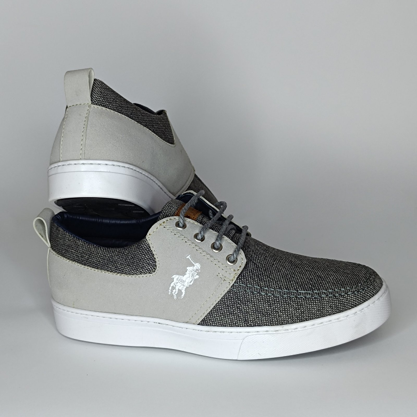 حذاء رجالي الجين رمادي غامق ورمادي فاتح وأبيض – موديل 067 - Image 5