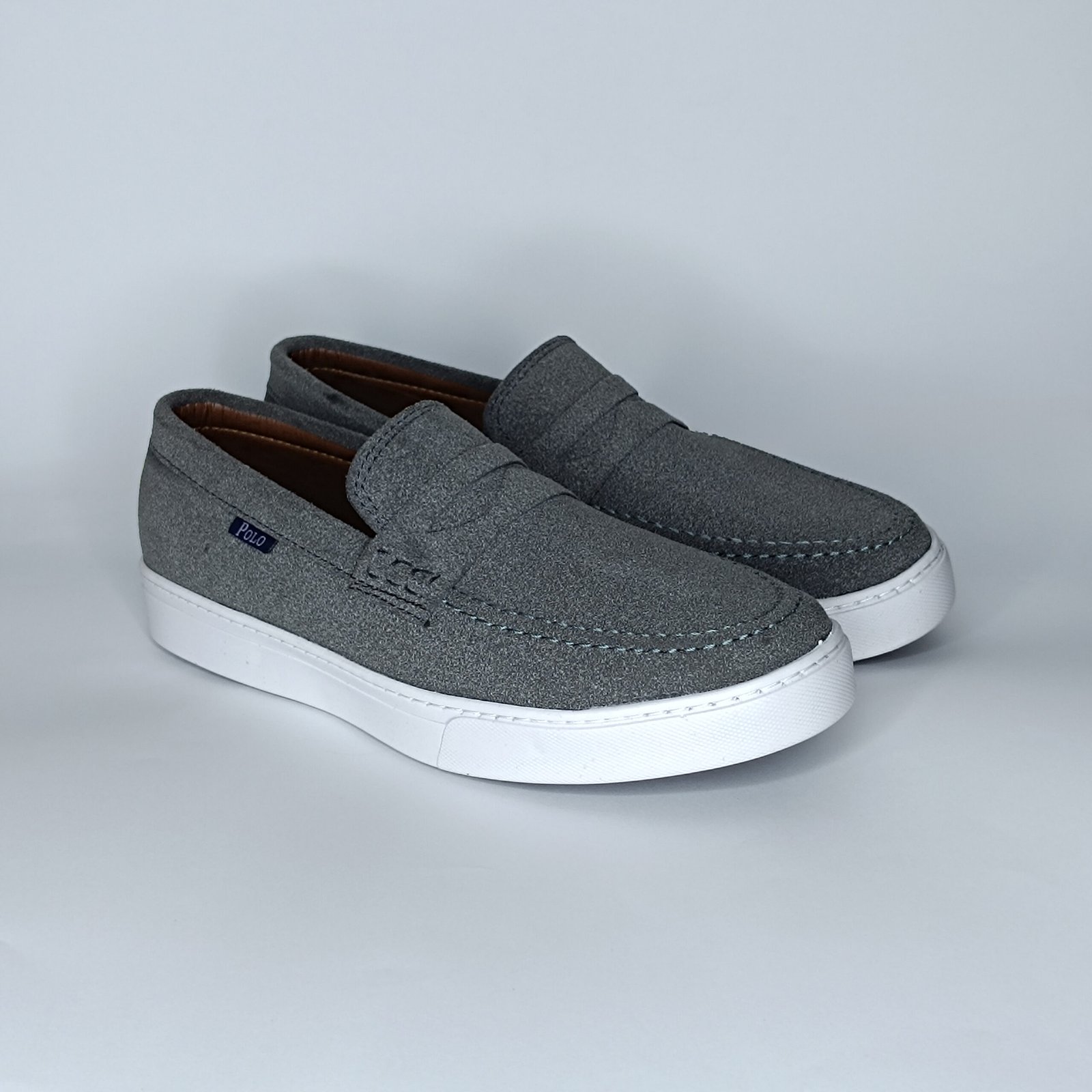 حذاء رجالي الجين رمادي غامق وأبيض – موديل (15D5) - Image 2