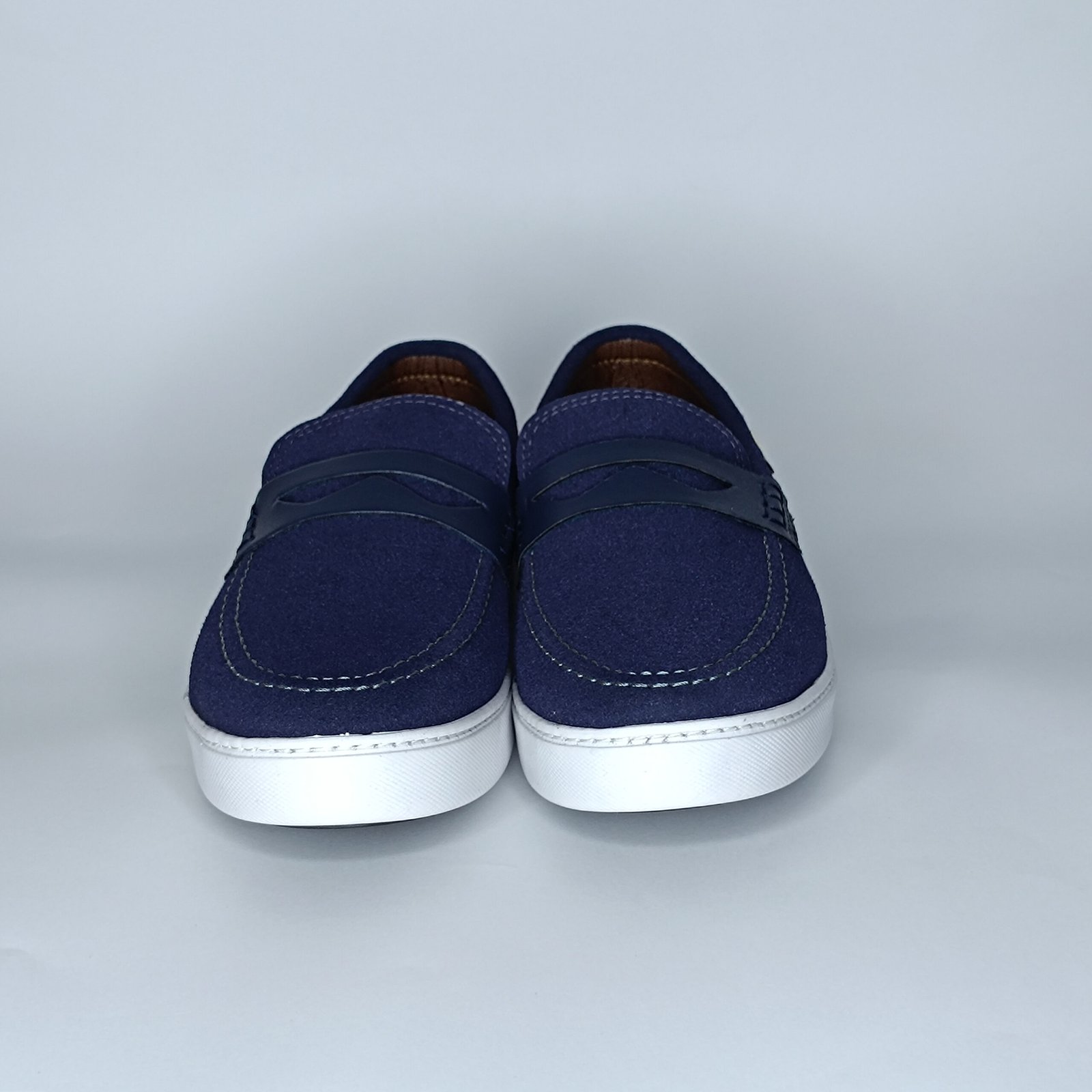 حذاء رجالي الجين وجلد أزرق غامق وأبيض – موديل (15D2)