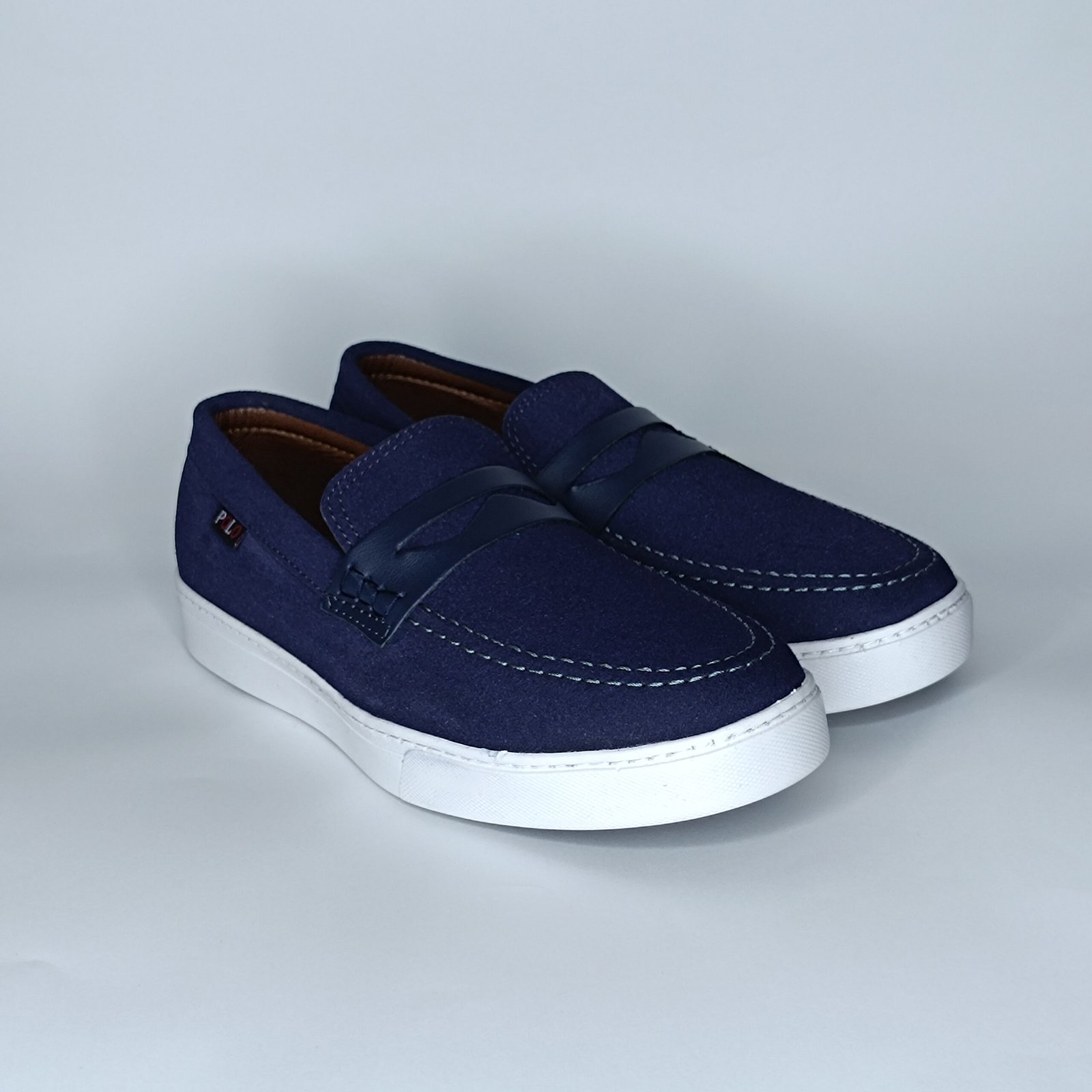 حذاء رجالي الجين وجلد أزرق غامق وأبيض – موديل (15D2) - Image 2