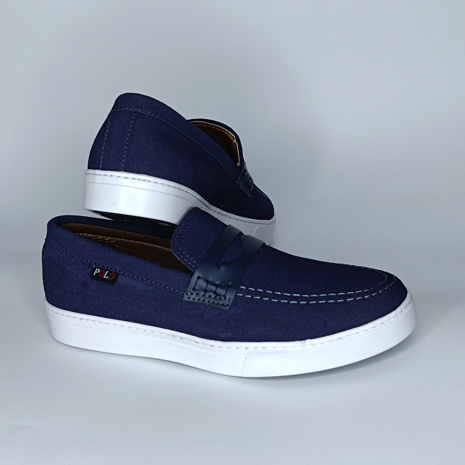 حذاء رجالي الجين وجلد أزرق غامق وأبيض – موديل (15D2) - Image 5