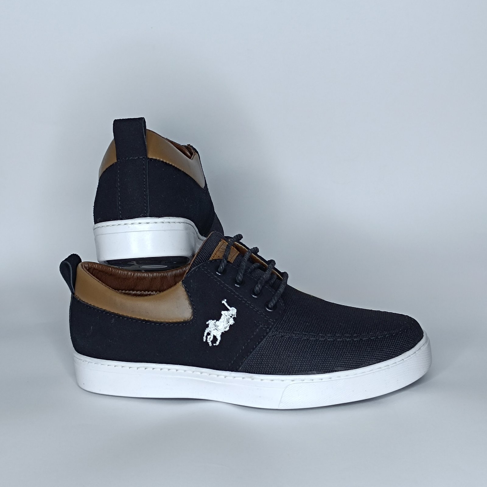 حذاء رجالي الجين أسود وبرتقالي غامق وأبيض – موديل (06T7) - Image 5