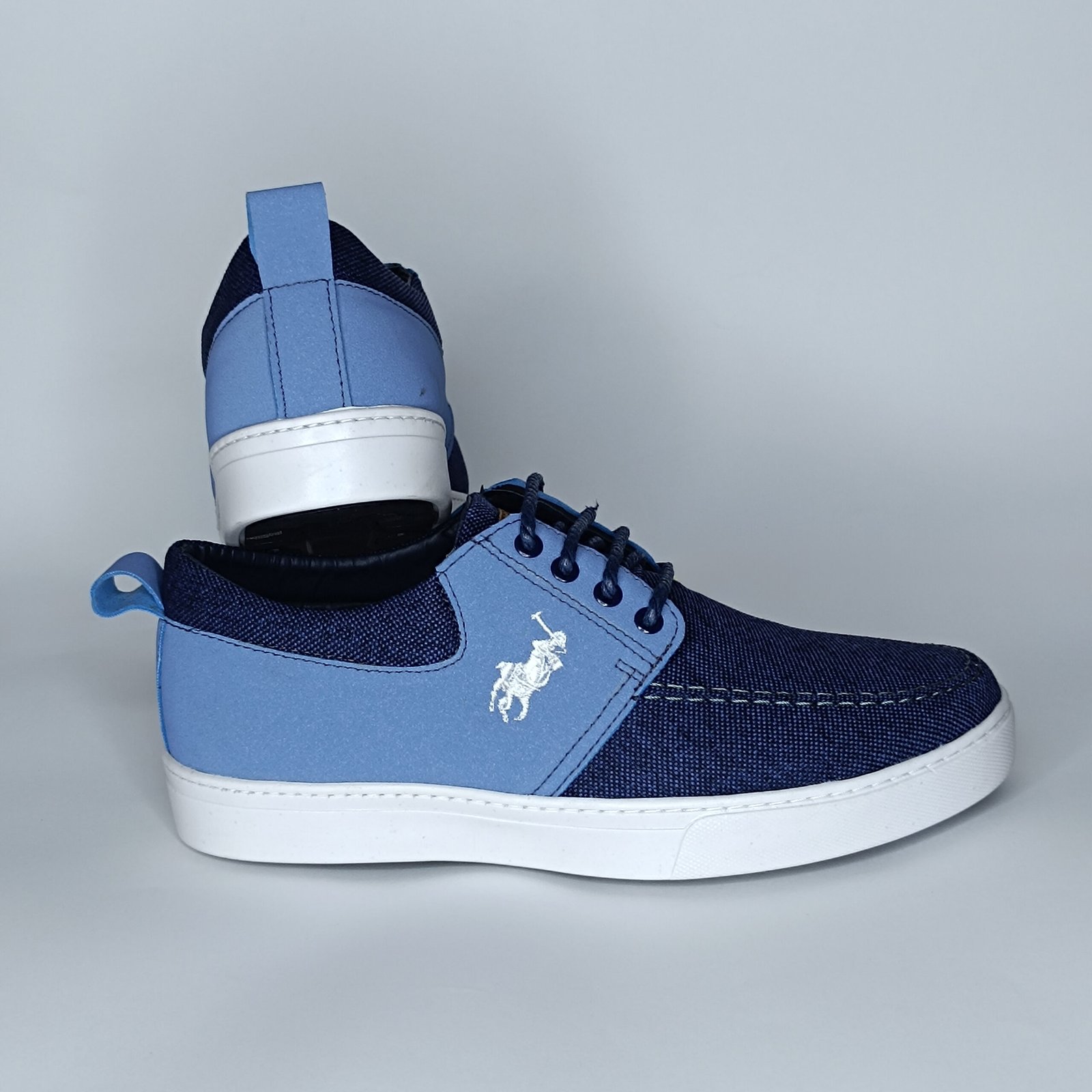 حذاء رجالي الجين أزرق غامق وفاتح وأبيض – موديل (06T8) - Image 5