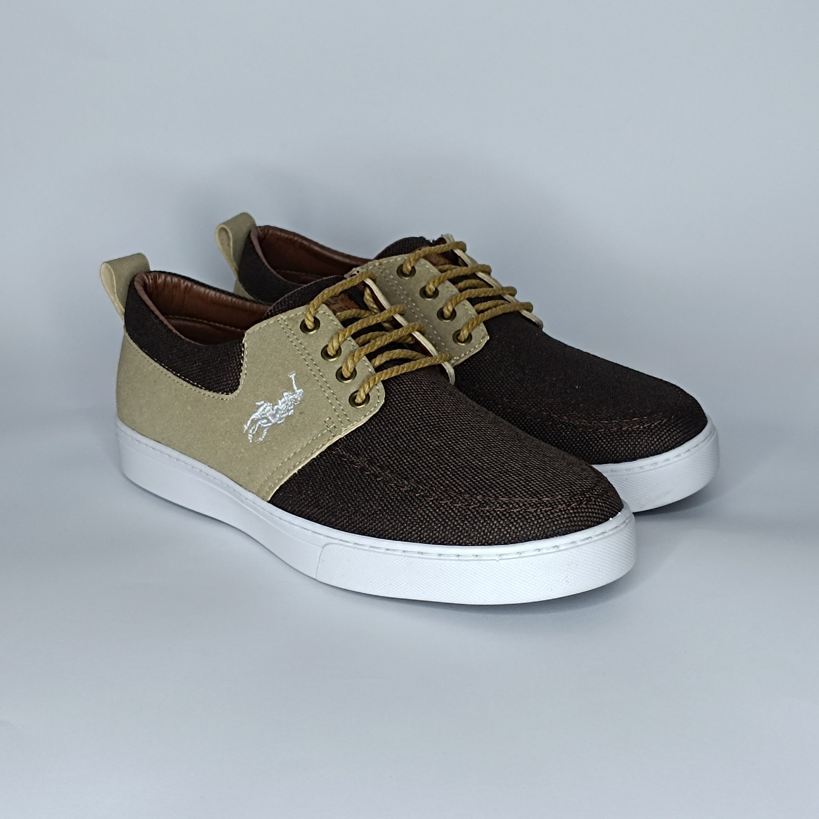 حذاء رجالي الجين بني وباج غامق وأبيض – موديل (06T15) - Image 2