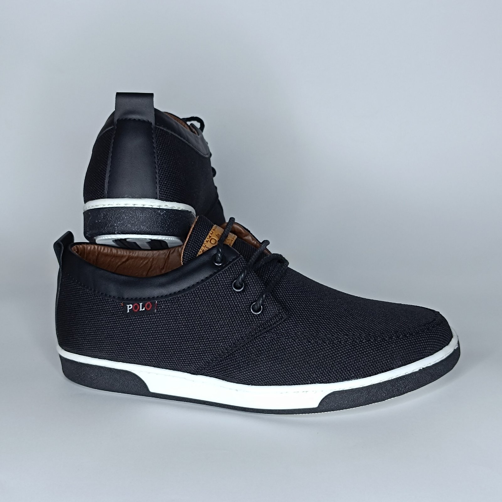 حذاء رجالي الجين أسود وبرتقالي غامق وأبيض – موديل - Image 5