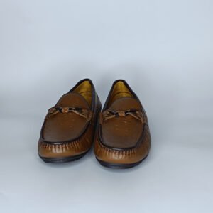 حذاء رجالي جلد بني فاتح وأسود – موديل