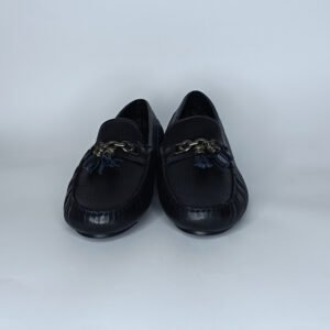 حذاء رجالي جلد أسود وأزرق غامق – موديل