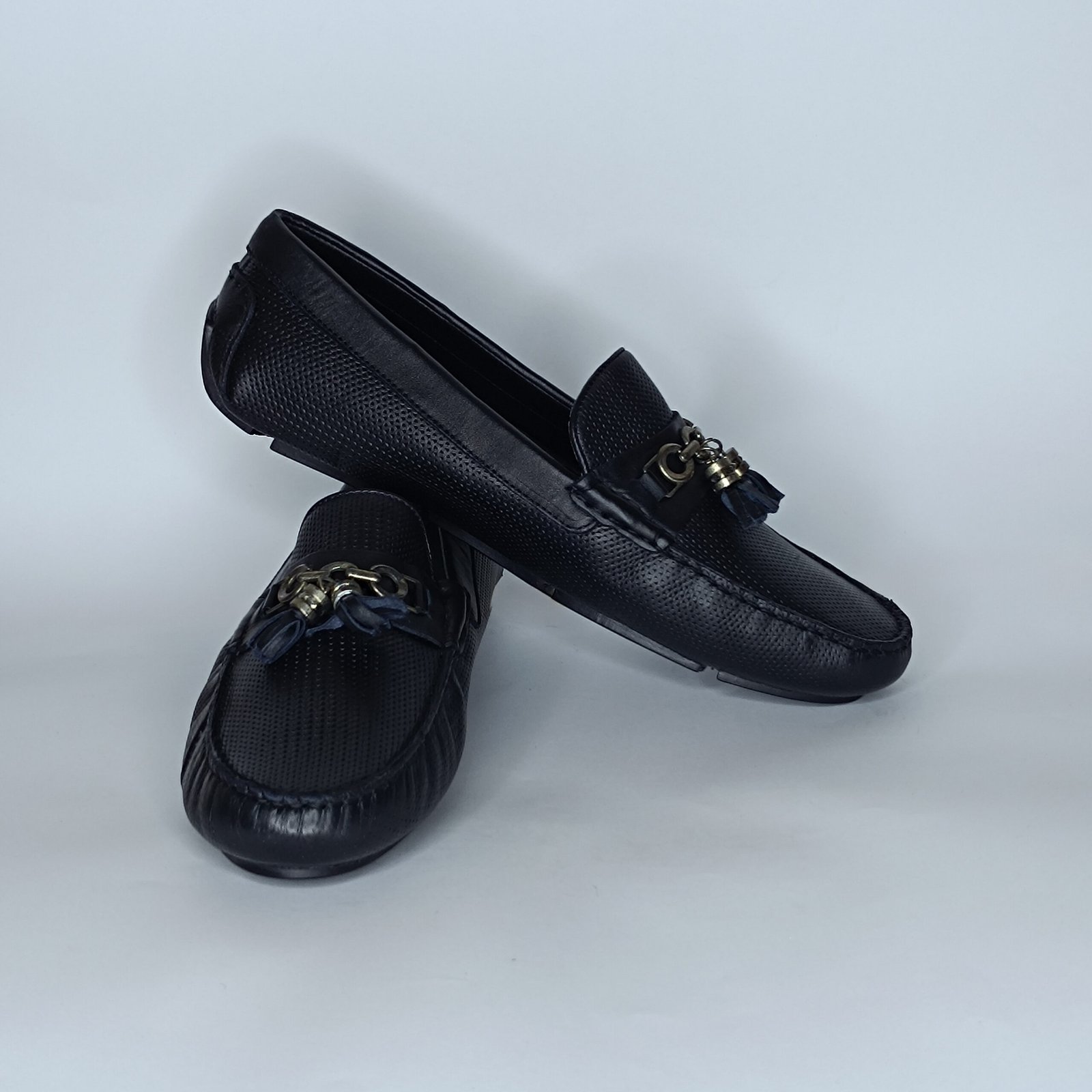 حذاء رجالي جلد أسود وأزرق غامق – موديل - Image 4