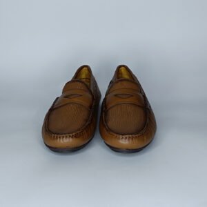 حذاء رجالي جلد بني فاتح وأسود – موديل