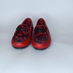 حذاء رجالي جلد أحمر وأسود – موديل