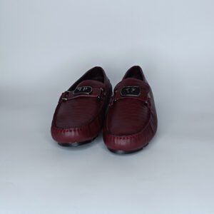 حذاء رجالي جلد أحمر غامق وأسود – موديل