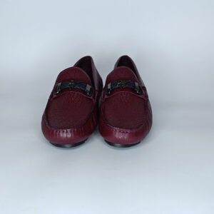 حذاء رجالي جلد أحمر غامق وأسود – موديل