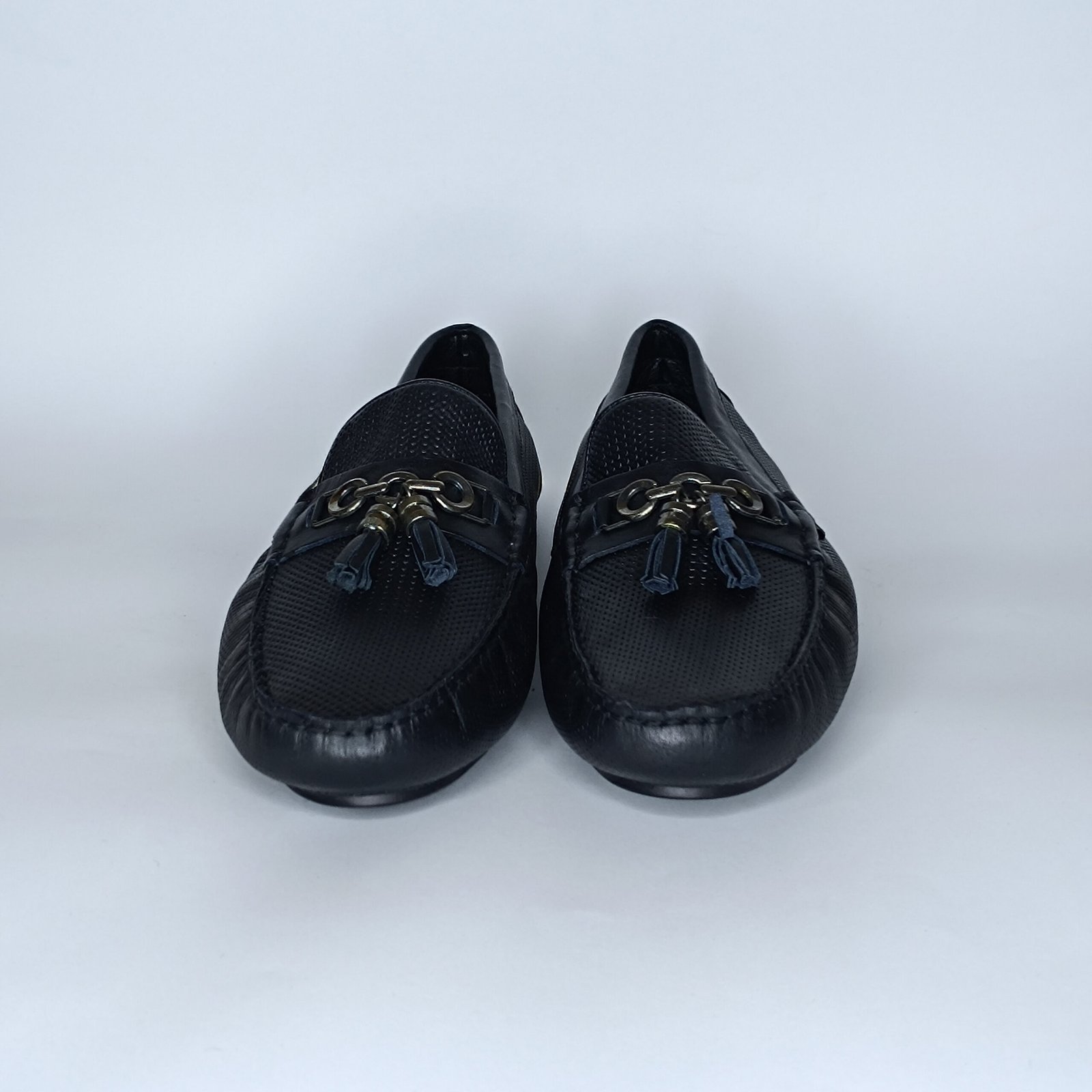 حذاء رجالي جلد أسود وأزرق غامق – موديل