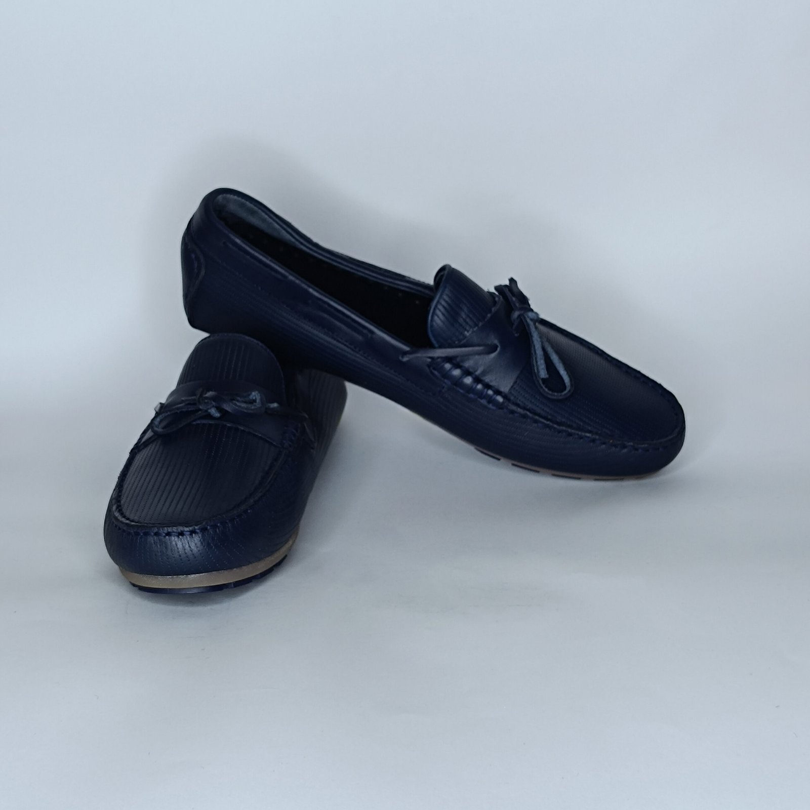 حذاء رجالي جلد أزرق غامق – موديل - Image 4