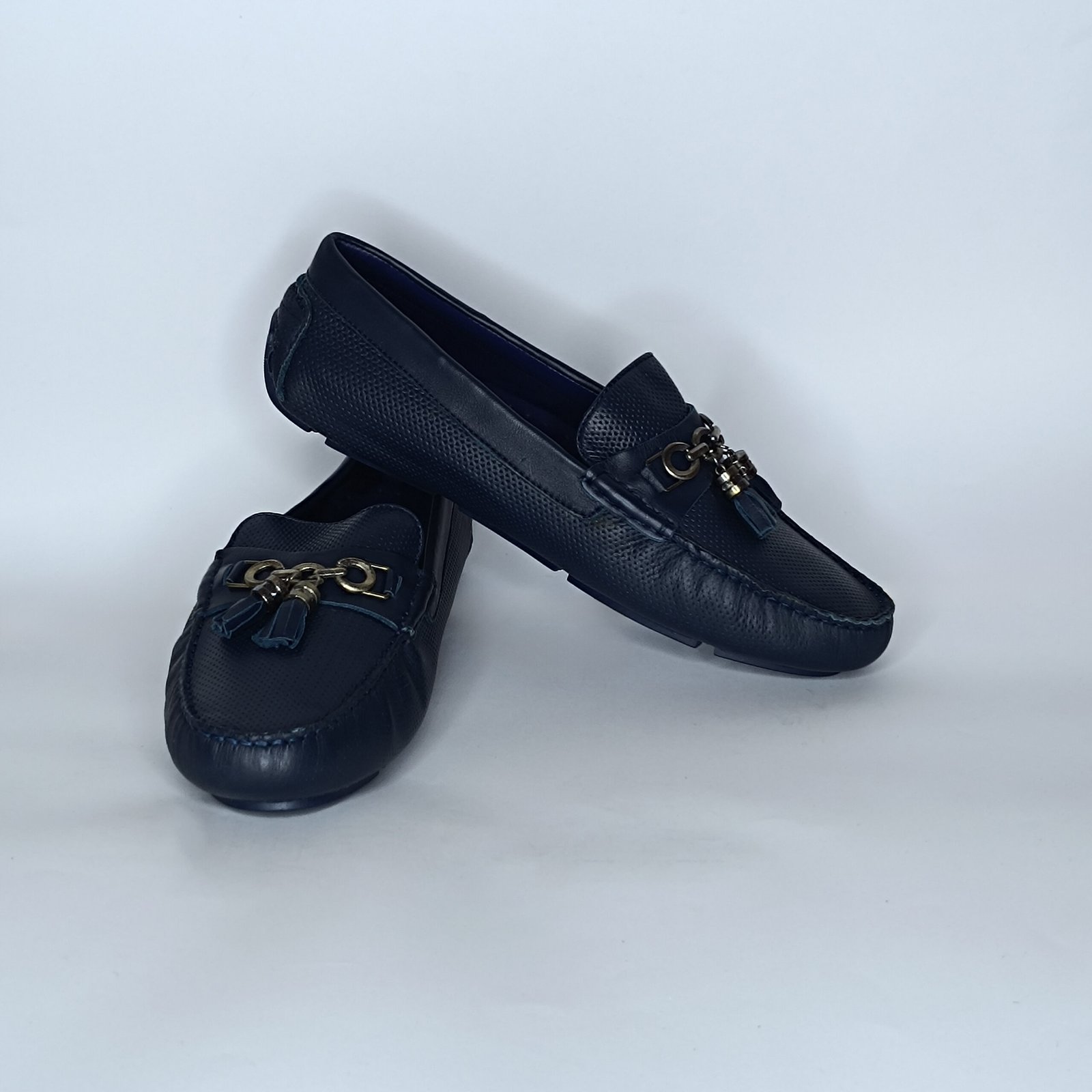 حذاء رجالي جلد أزرق غامق – موديل - Image 4