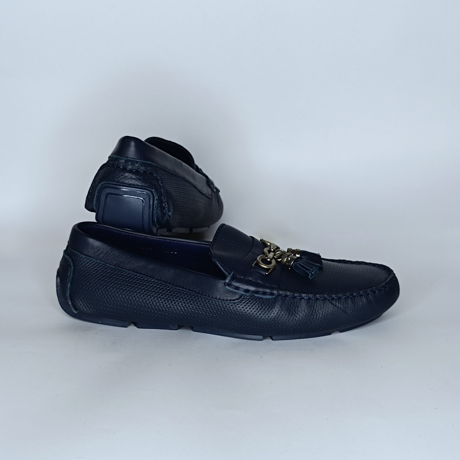 حذاء رجالي جلد أزرق غامق – موديل - Image 5