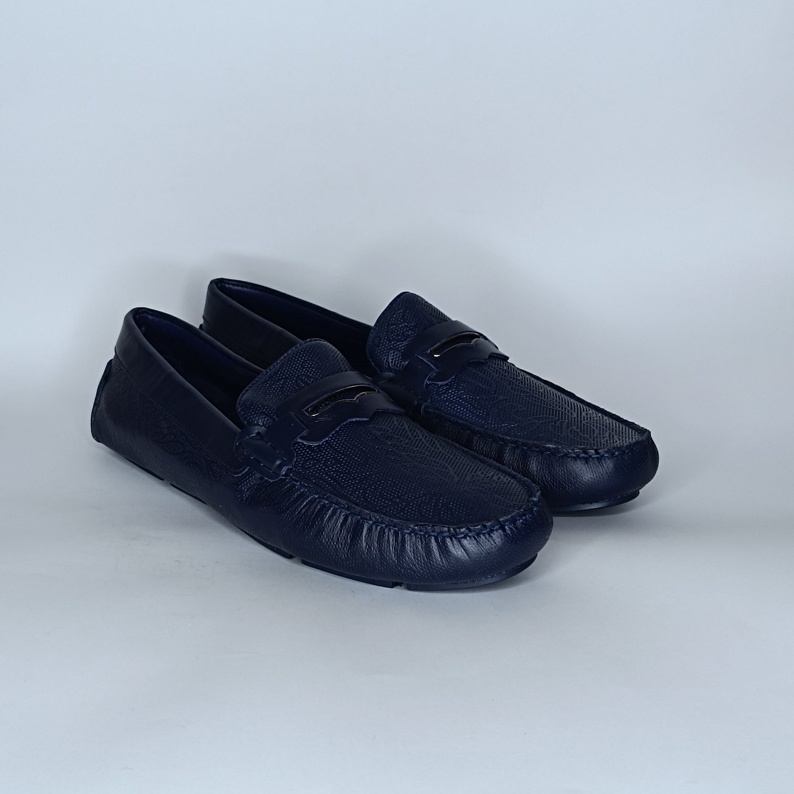 حذاء رجالي جلد أزرق غامق – موديل - Image 2