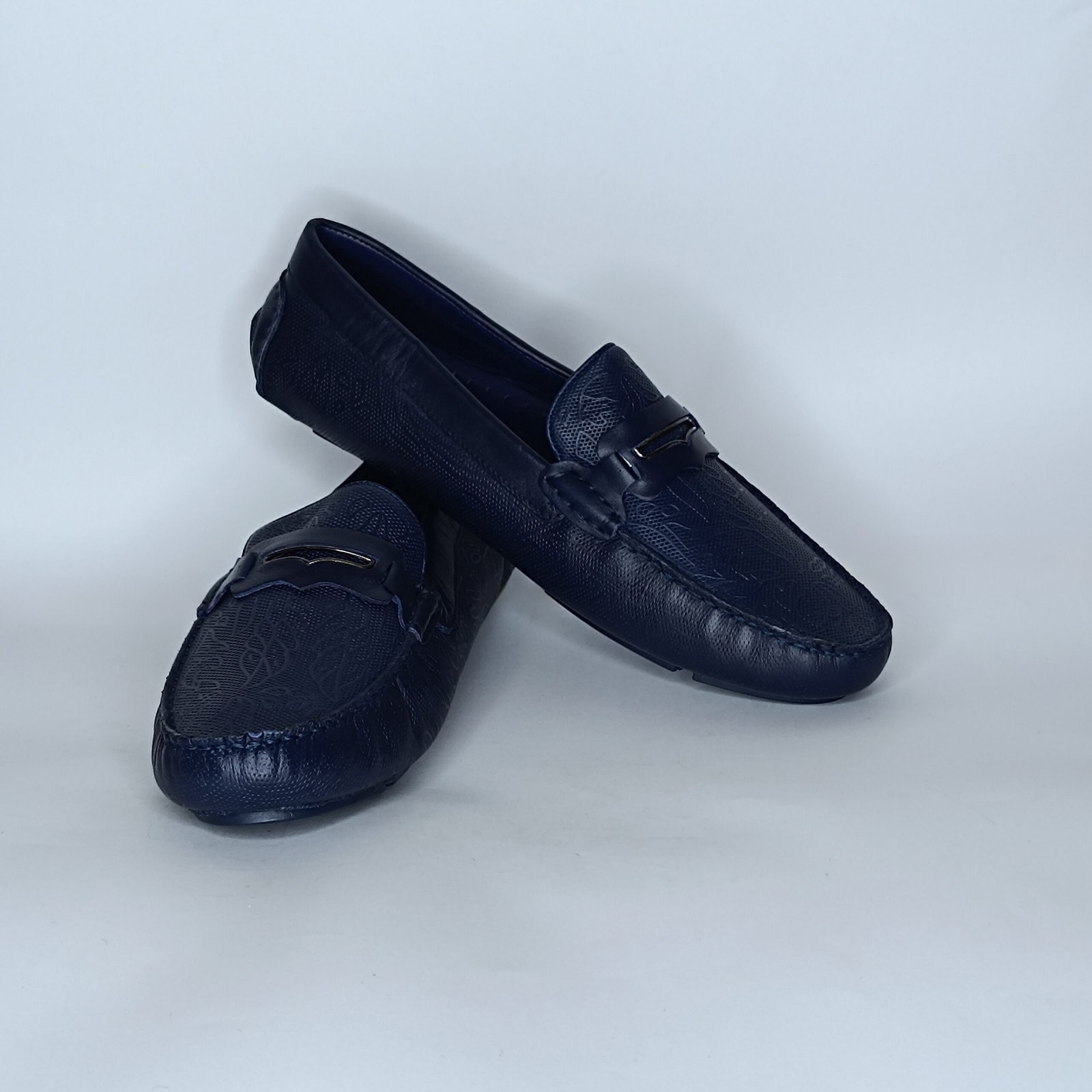 حذاء رجالي جلد أزرق غامق – موديل - Image 4