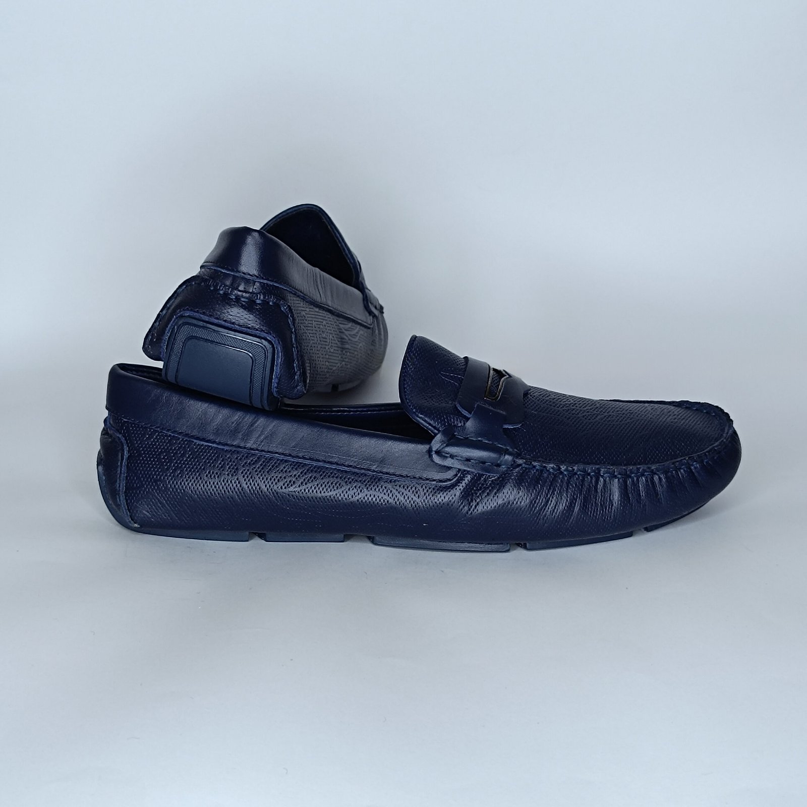 حذاء رجالي جلد أزرق غامق – موديل - Image 5