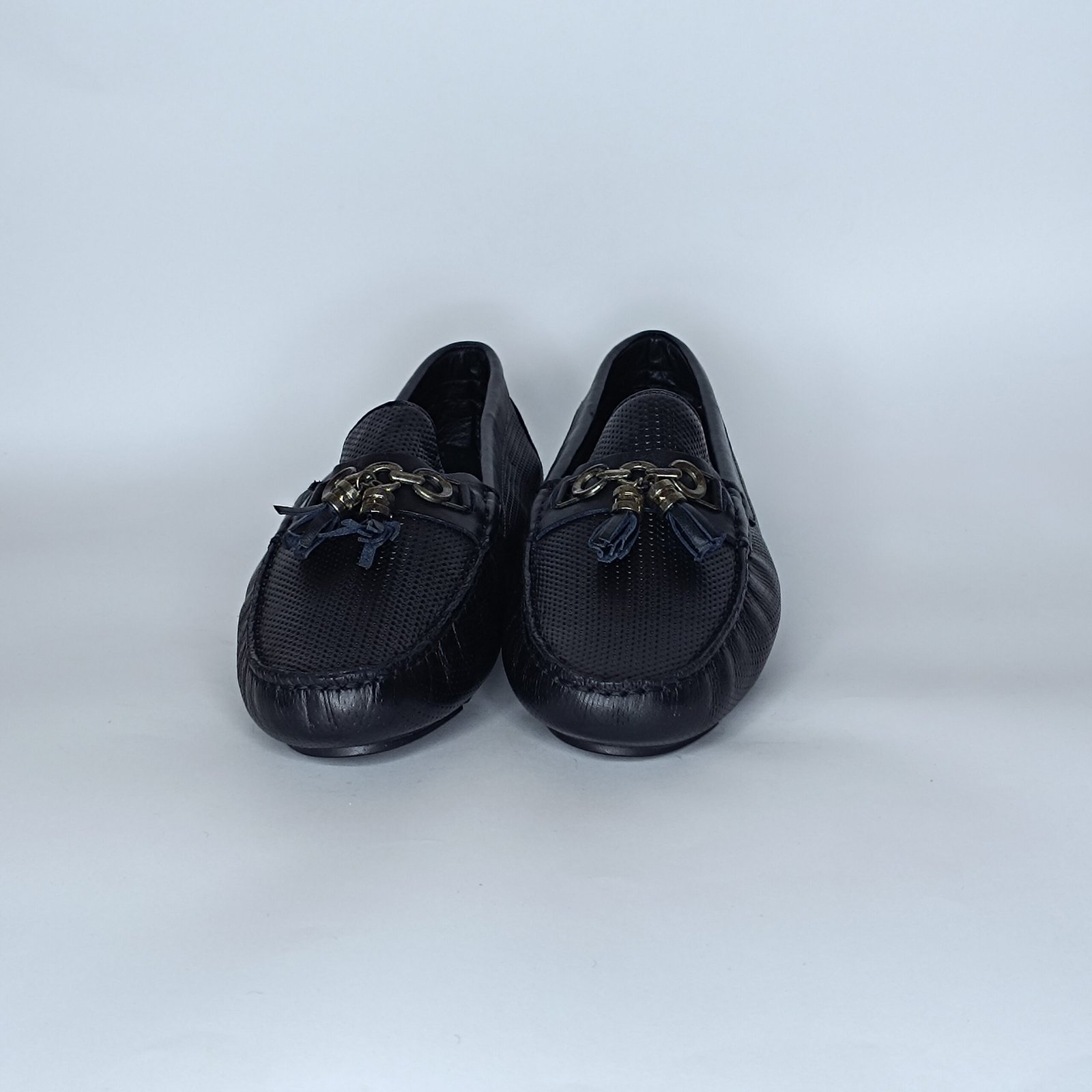 حذاء رجالي جلد أسود وأزرق غامق – موديل