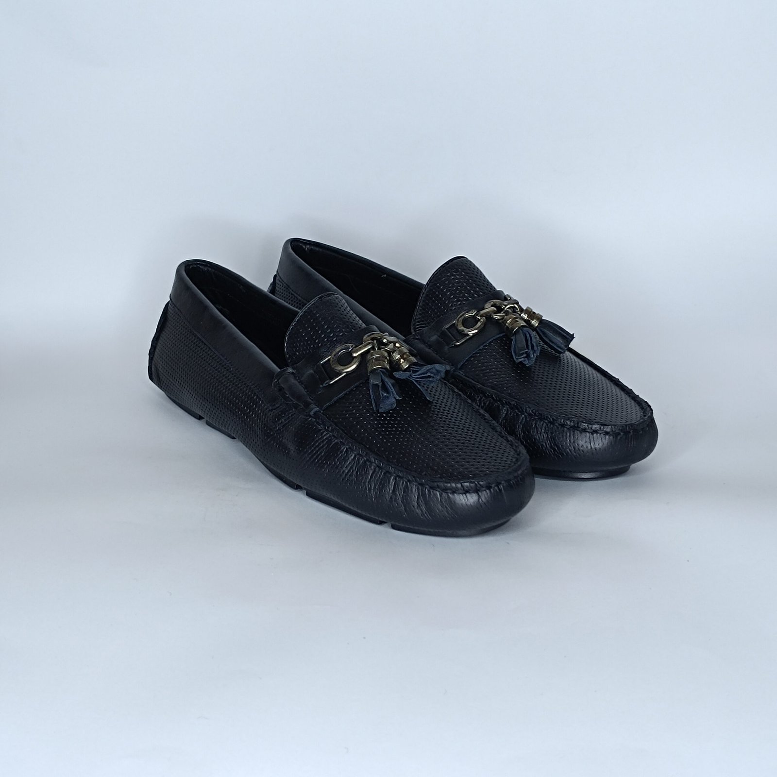 حذاء رجالي جلد أسود وأزرق غامق – موديل - Image 2