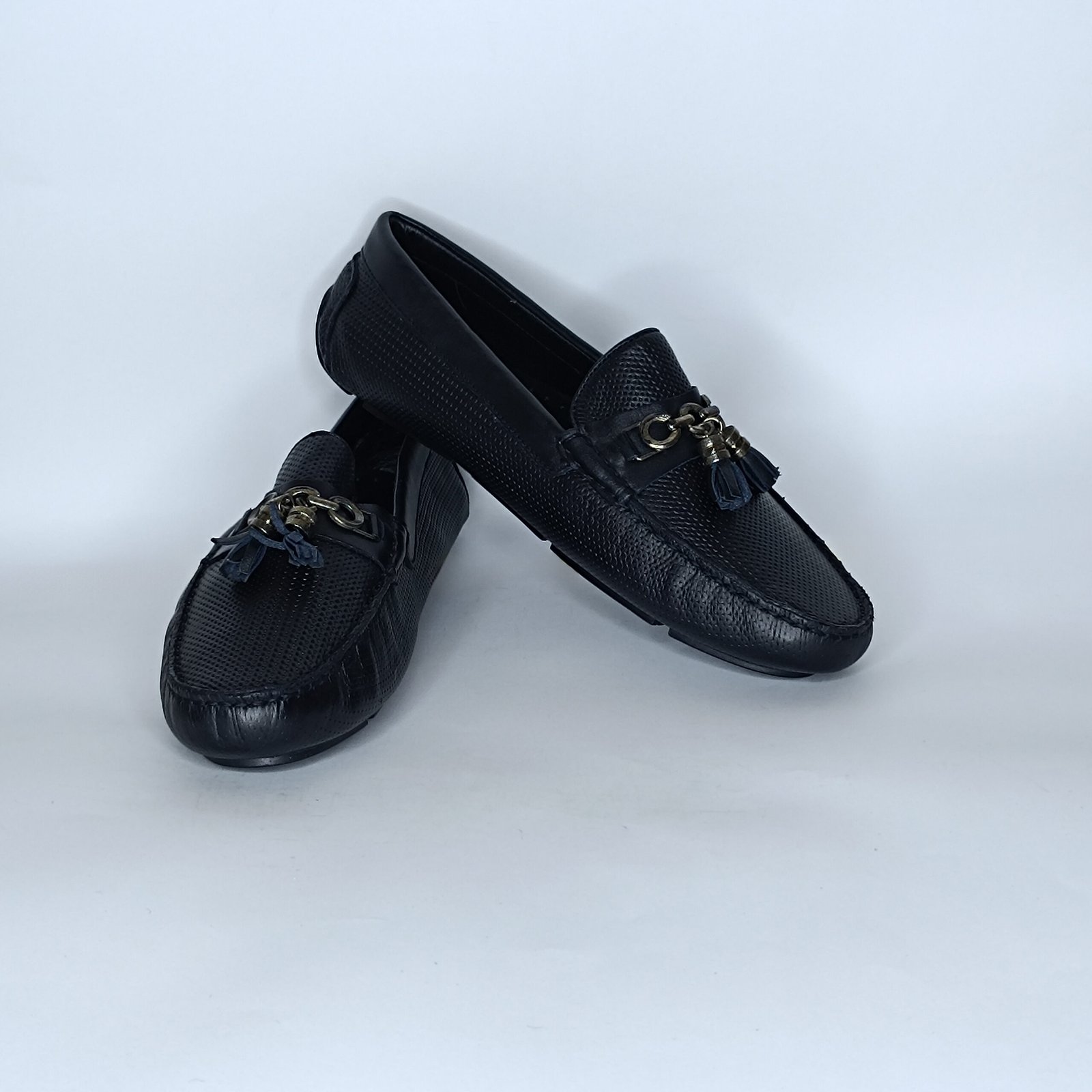 حذاء رجالي جلد أسود وأزرق غامق – موديل - Image 4