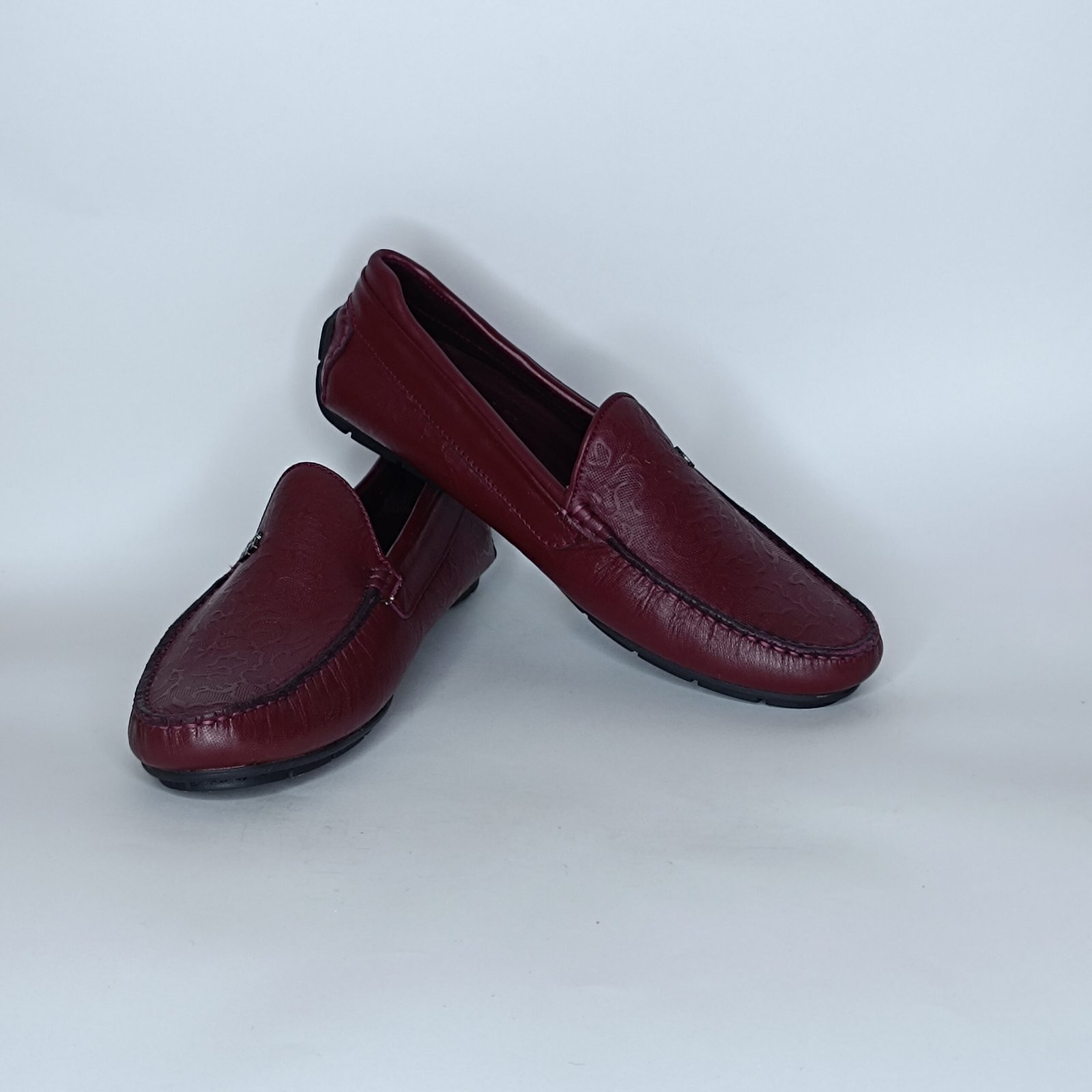 حذاء رجالي جلد أحمرغامق وأسود – موديل - Image 4