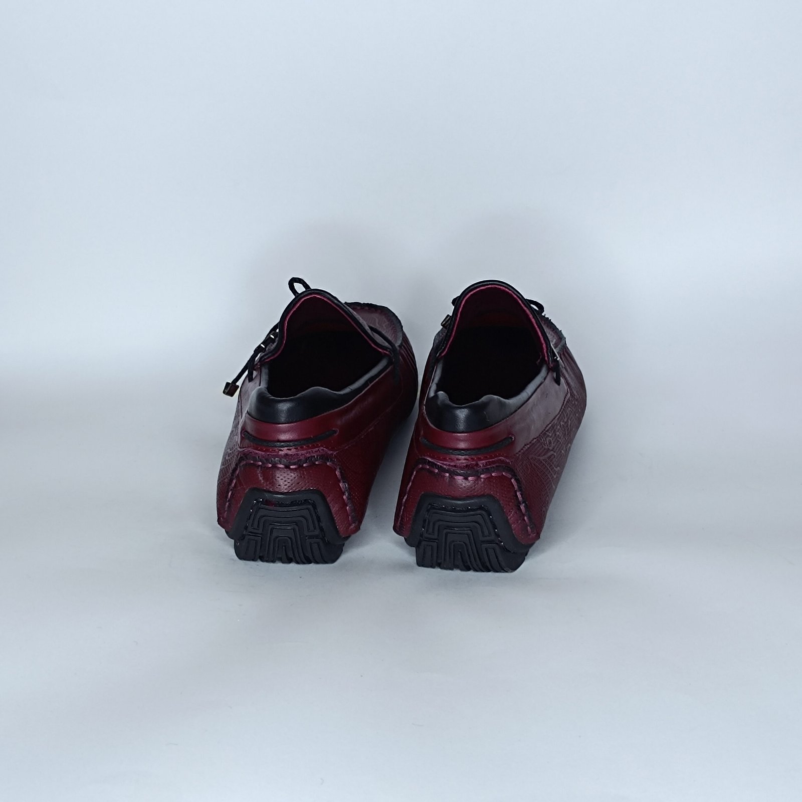 حذاء رجالي جلد أحمرغامق وأسود – موديل - Image 3