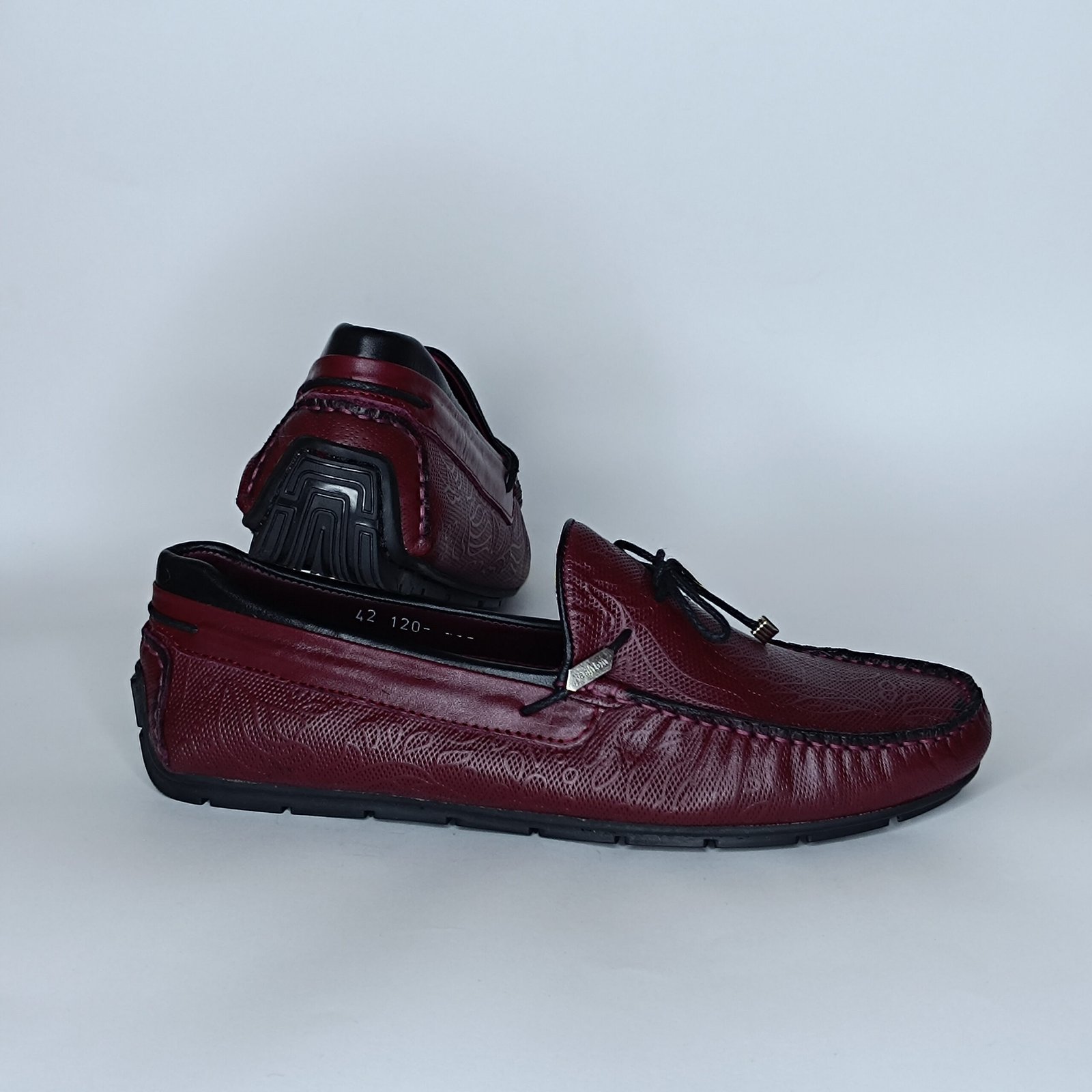 حذاء رجالي جلد أحمرغامق وأسود – موديل - Image 5