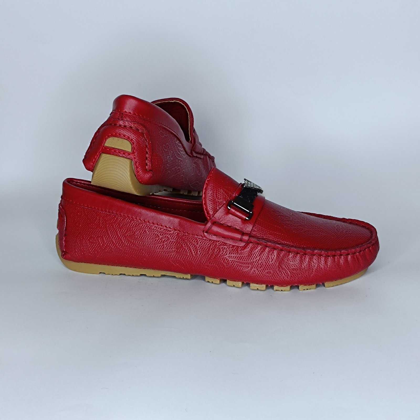 حذاء رجالي جلد أحمر وأصفروأسود – موديل - Image 5